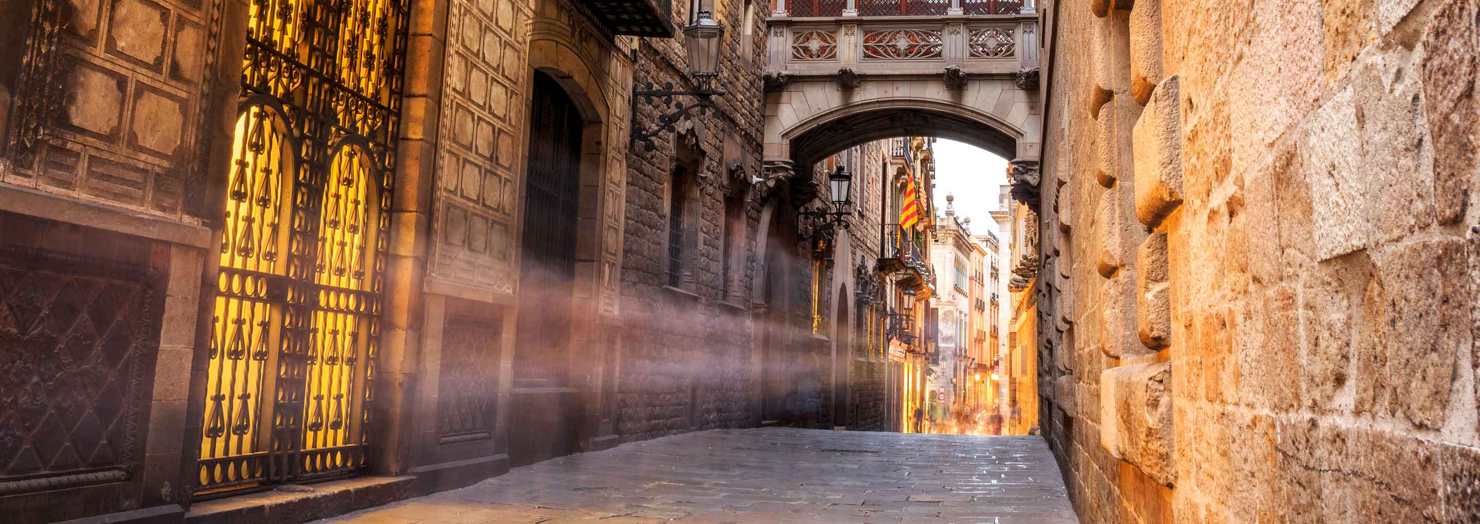 Pont del Bisbe in the Gothic Quarter of Barcelona.