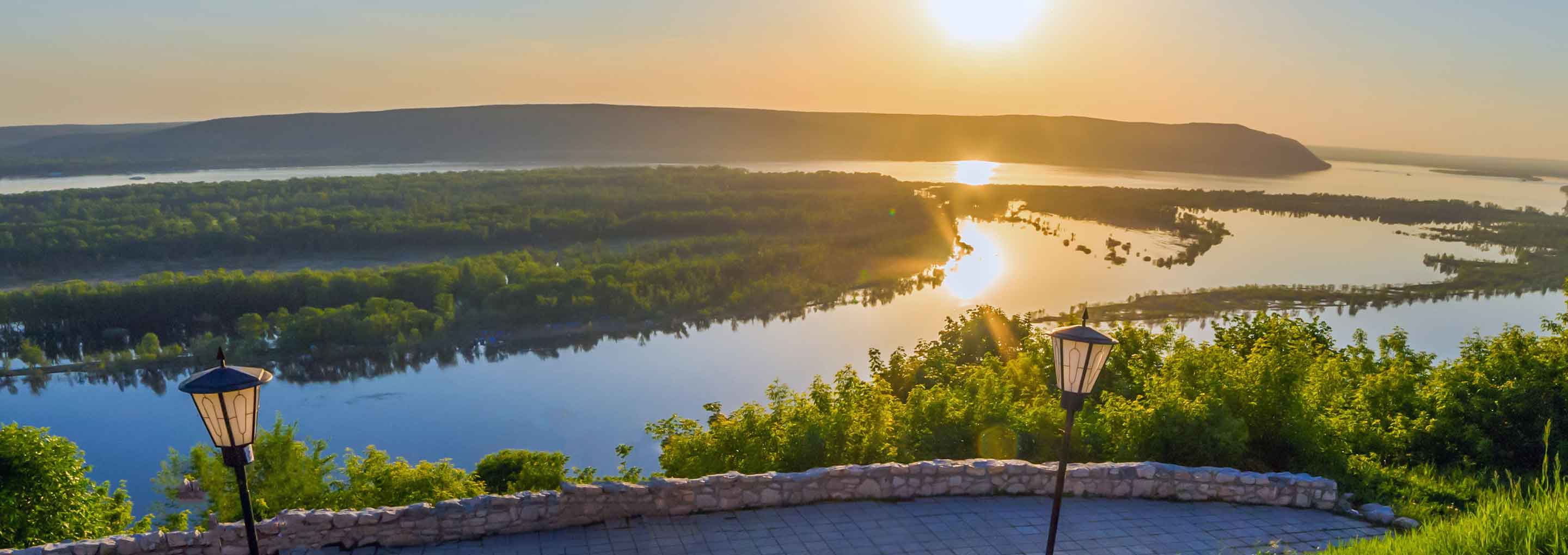 Sunset over the mighty Volga River at Samara.