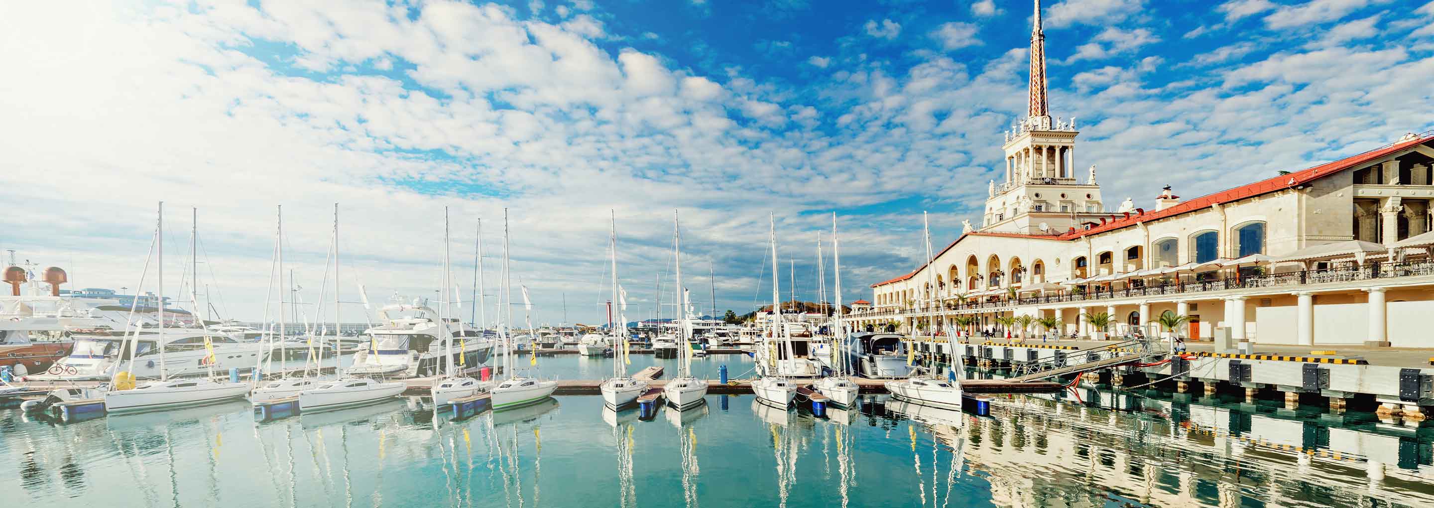 Boats at the Sea Port of Sochi.